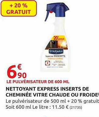 nettoyant express inserts de cheminée vitre chaude ou froide