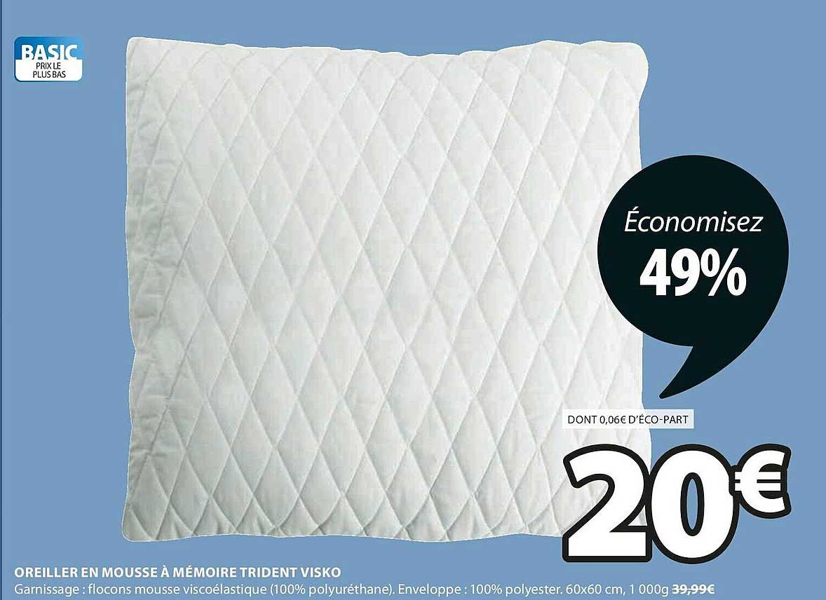 Oreiller En Mousse à Mémoire Trident Visko