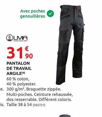 Pantalon De Travail Argile Lma