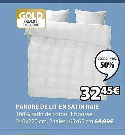 Parure De Lit En Satin Raie