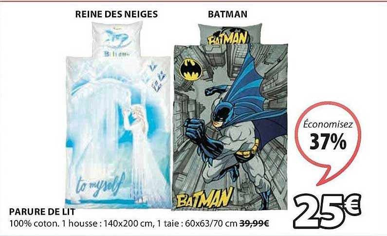 parure de lit reine des neiges, batman