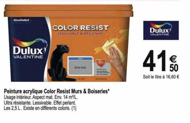 peinture acrylique color resist murs & boiseries dulux valentine