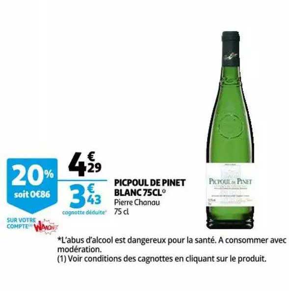 picpoul de pinet blanc 75 cl pierre chanau