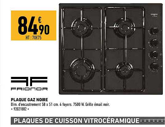 plaque gaz noire frionor