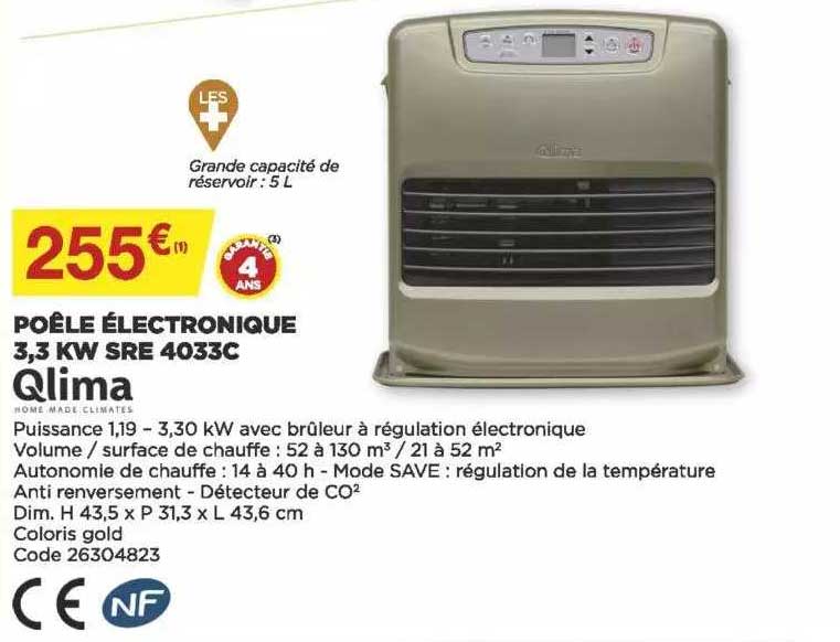 poêle électrique 3,3 kw sre 4033c qlima