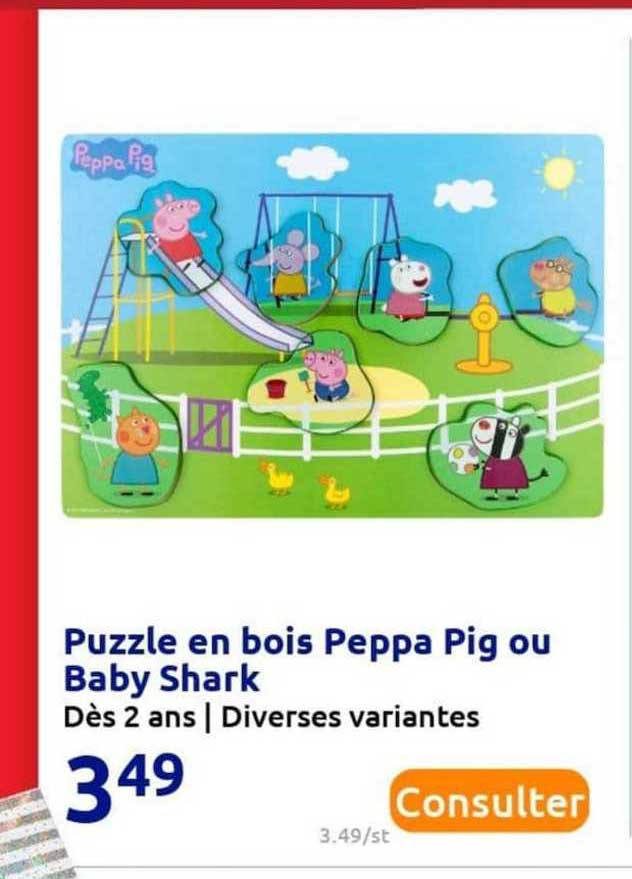 puzzle en bois peppa pig ou baby shark