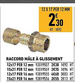 raccord mâle à glissement