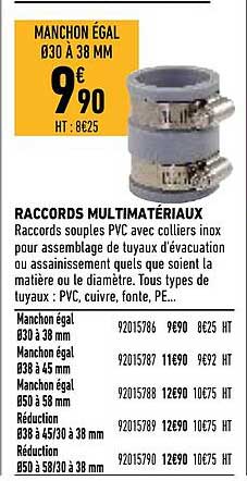 raccords multi matériaux