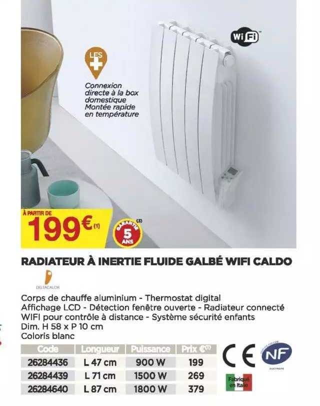 radiateur à inertie fluide galbé wifi caldo