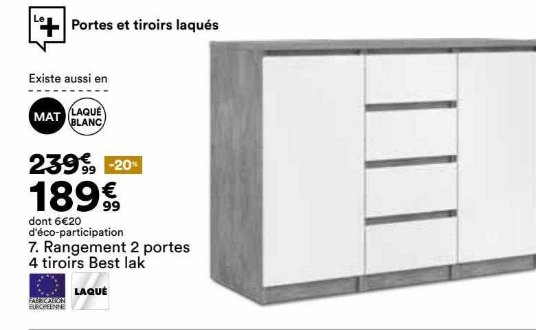 Rangement 2 Portes 4 Tiroirs Best Lak