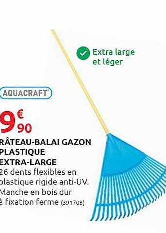 râteau-balai gazon plastique extra-large aquacraft
