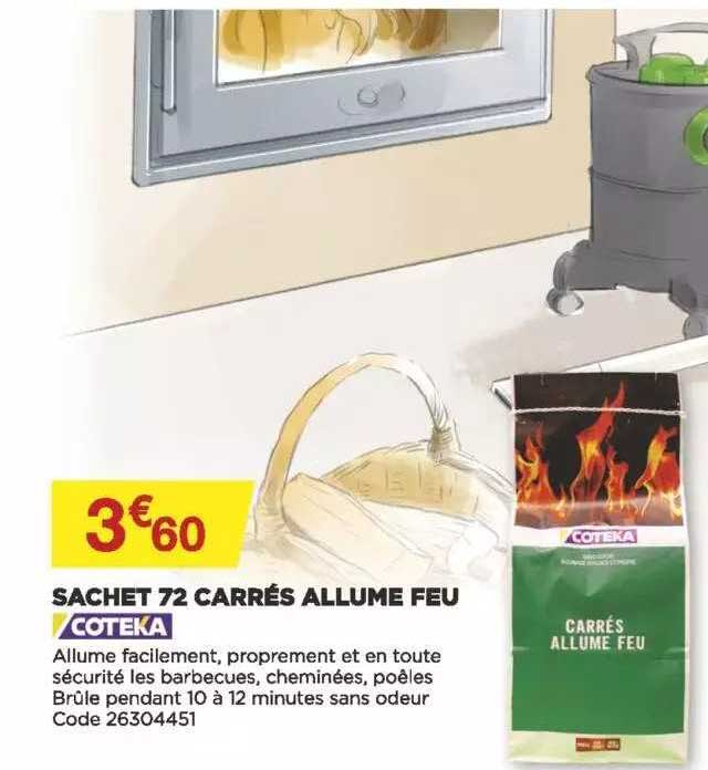 sachet 72 carrés allume feu coteka