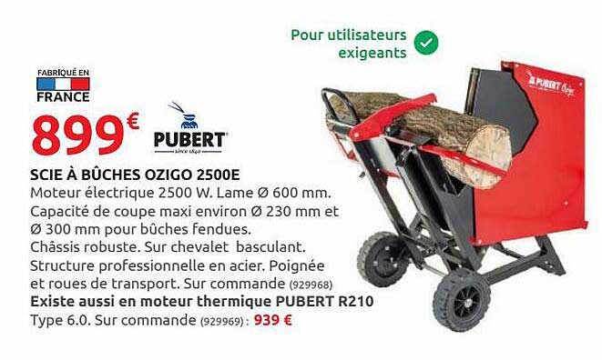 scie à bûche ozigo 2500e pubert