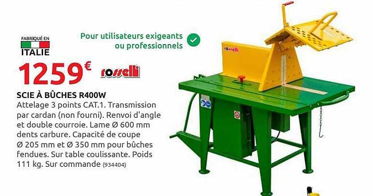 scie à bûches r400w rosselli