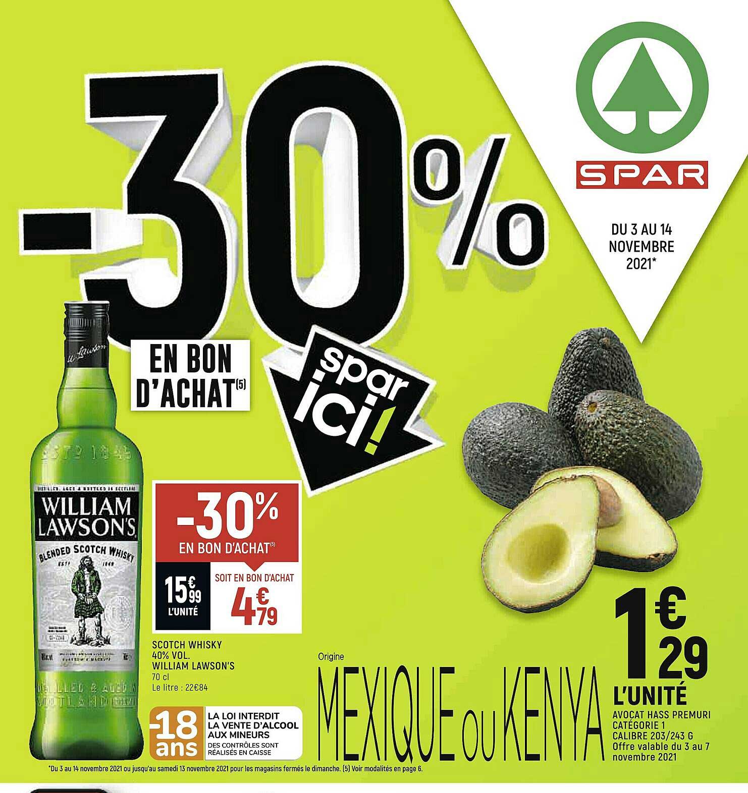 scotch whisky 40% vol. william lawson's, avocat hass prémuri