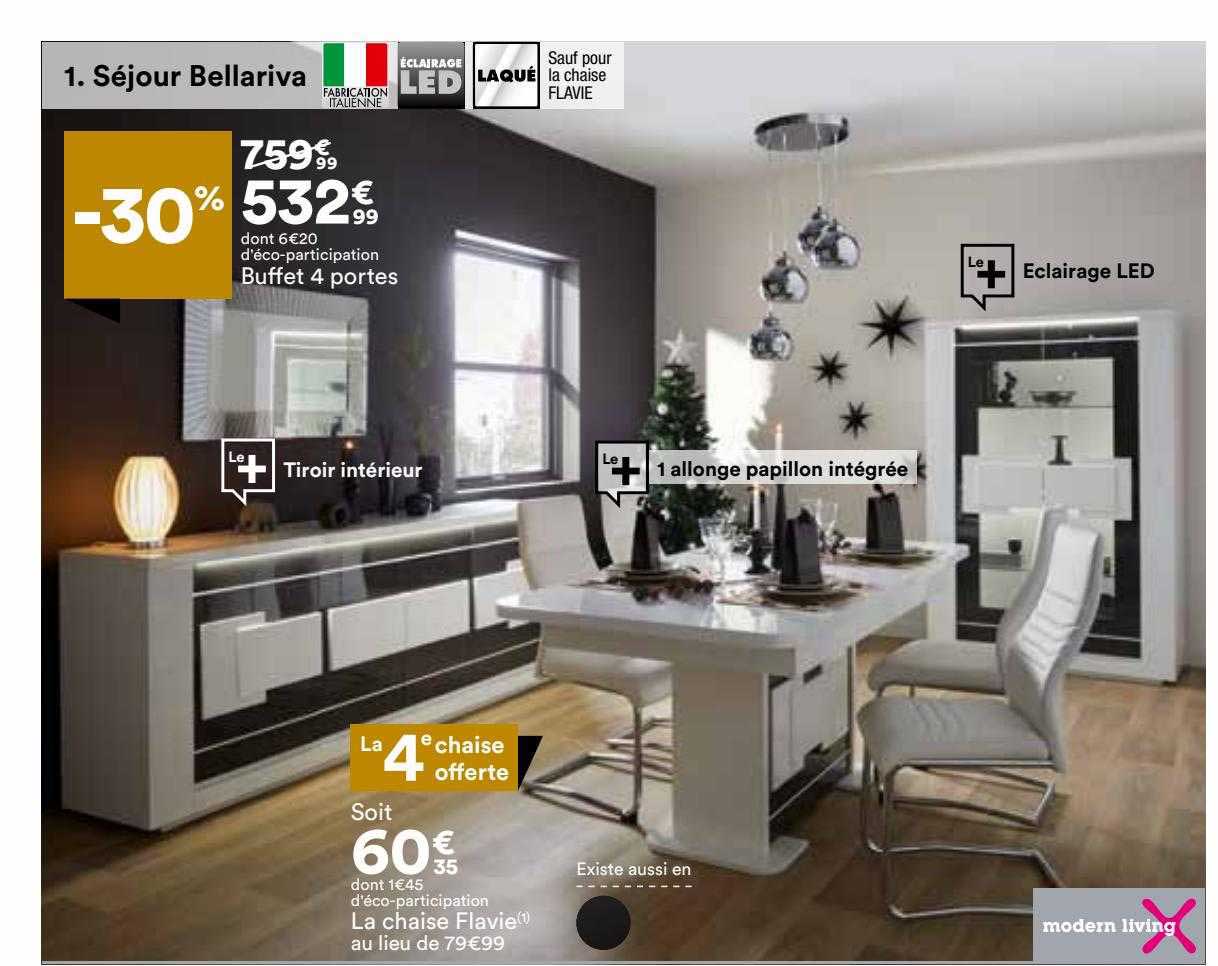 séjour bellariva : buffet 4 portes, la chaise flavie modern living