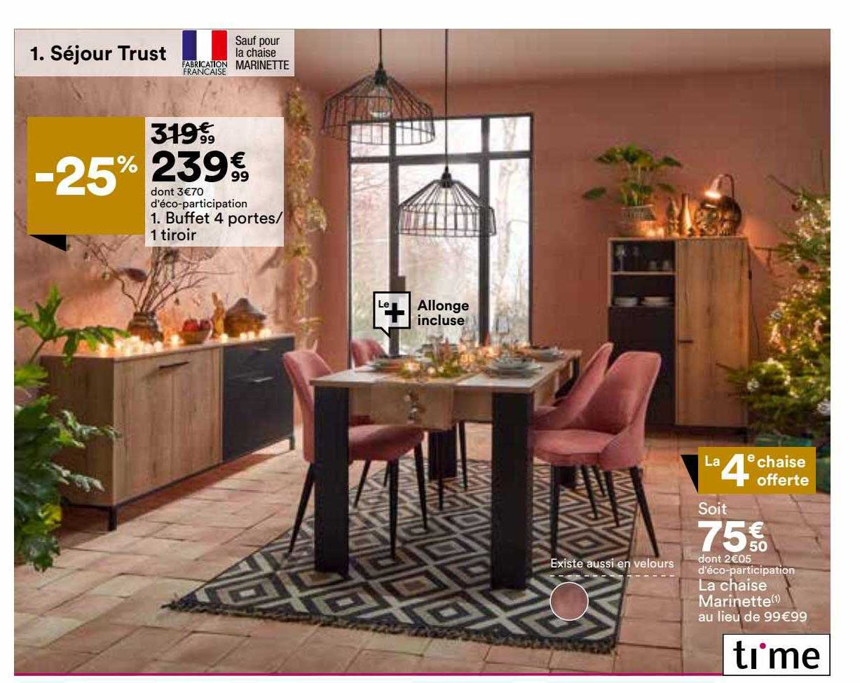 séjour trust : buffet 4 portes-1 tiroir, la chaise marinette