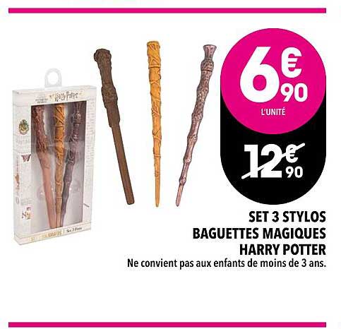set 3 stylos baguettes magiques harry potter