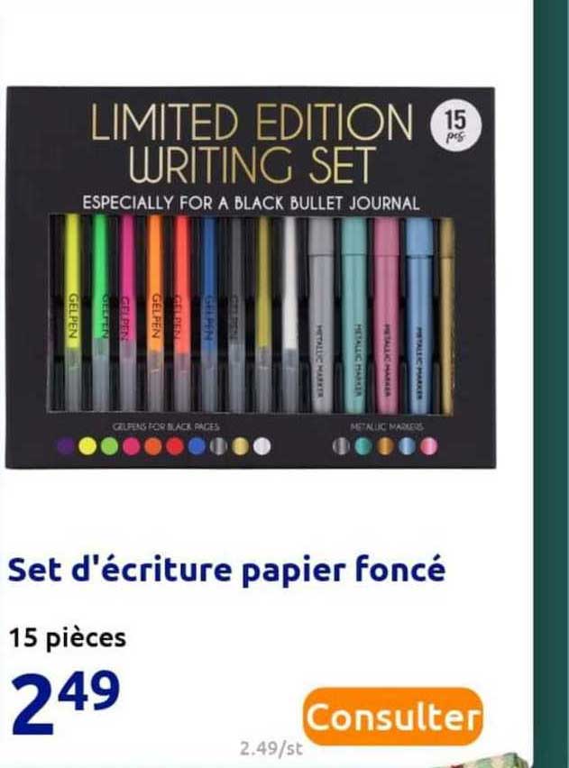 set d'écriture papier foncé