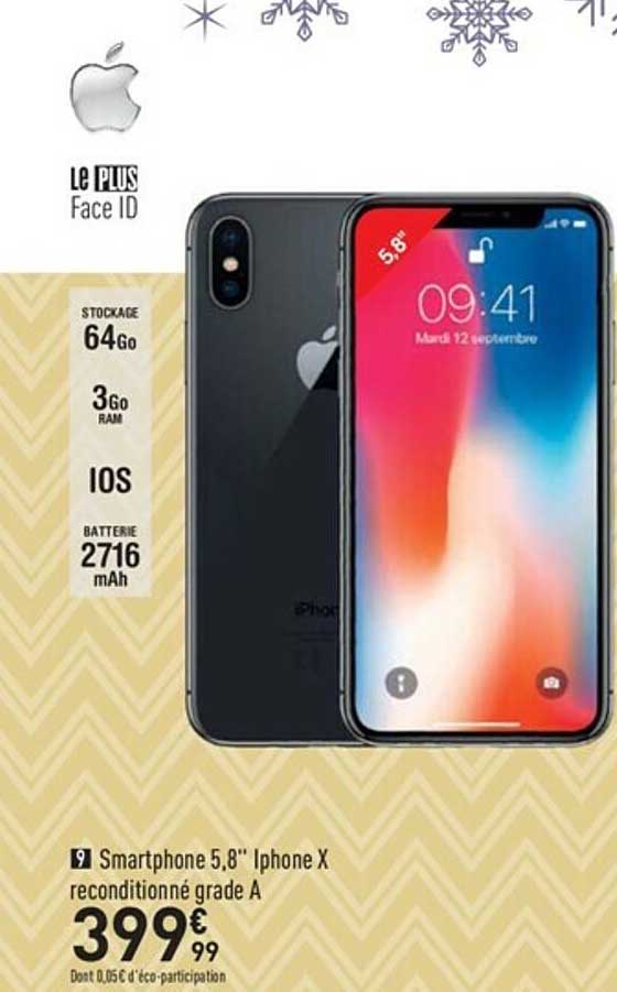 smartphone 5.8" iphone x reconditionné grade a