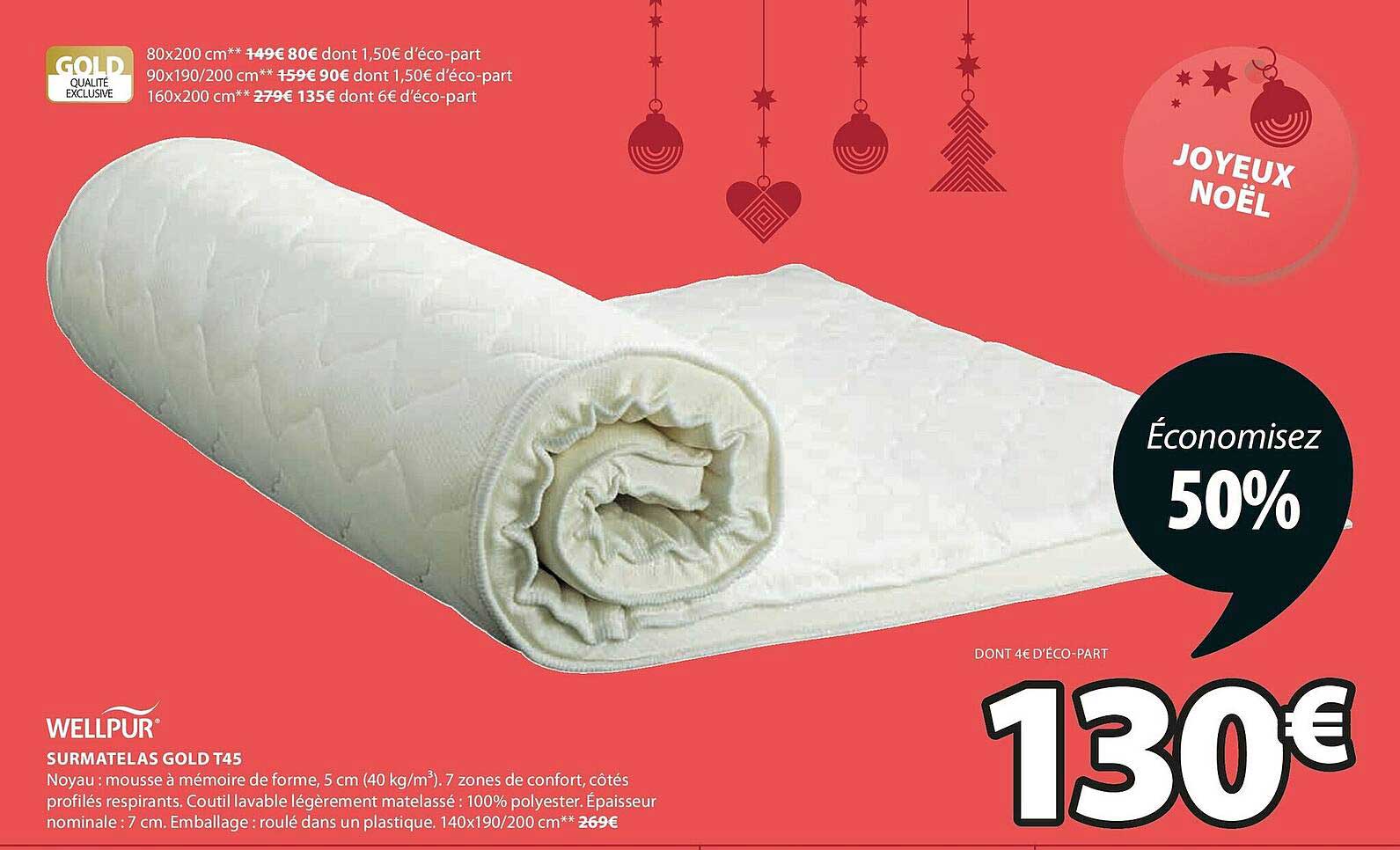 surmatelas gold t45 wellpur