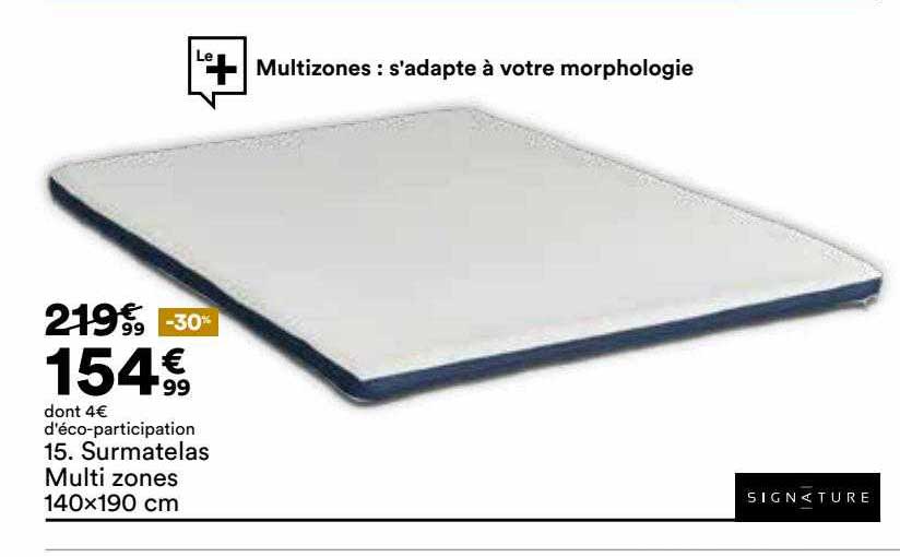 surmatelas multi zones 140 x 190 cm signature