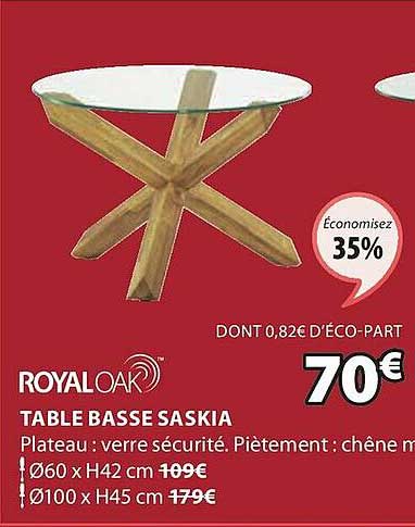 table basse saskia royal oak