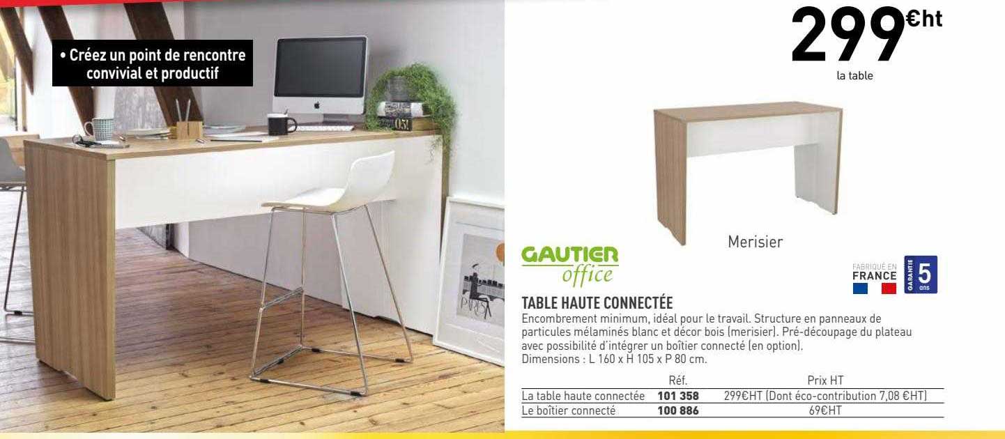 table haute connectée gautier office