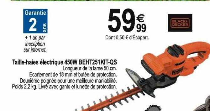 taille-haies électrique 450w beht251kit-qs black+decker