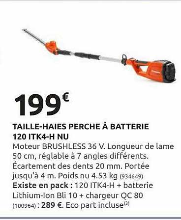 taille-haies perche à batterie 120 itk4-h nu