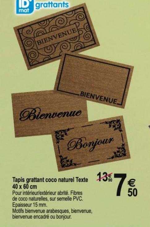 tapis grattant coco naturel texte 40  x 60 cm