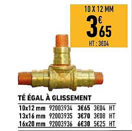 té égal à glissement