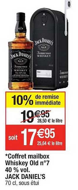 coffret mailbox whiskey old n°7 40% vol. jack daniel's