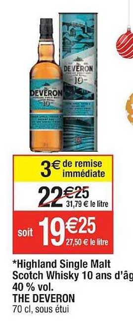 highland single malt scotch whisky 10 ans d'âge 40% vol. the deveron