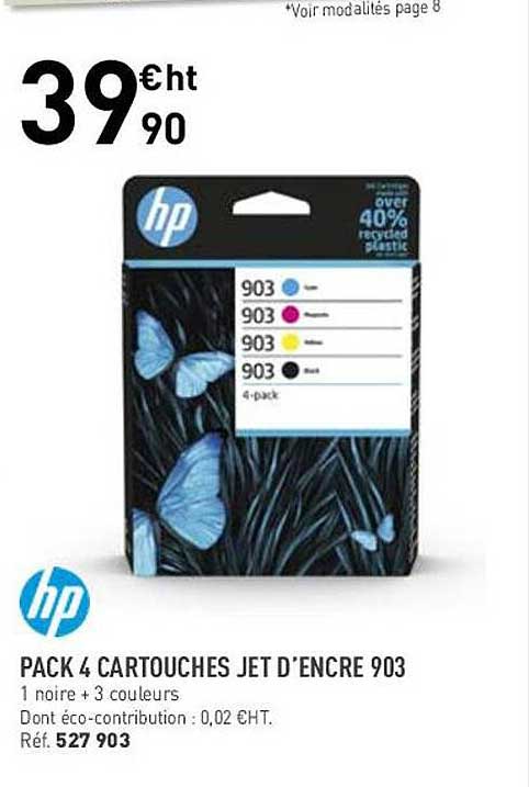 pack 4 cartouches jet d'encre 903 hp
