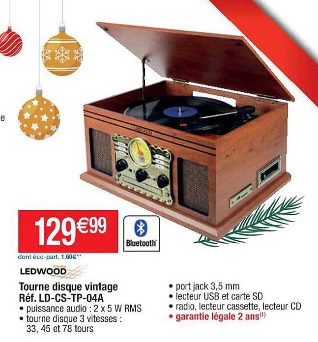 tourne disque vintage ledwood