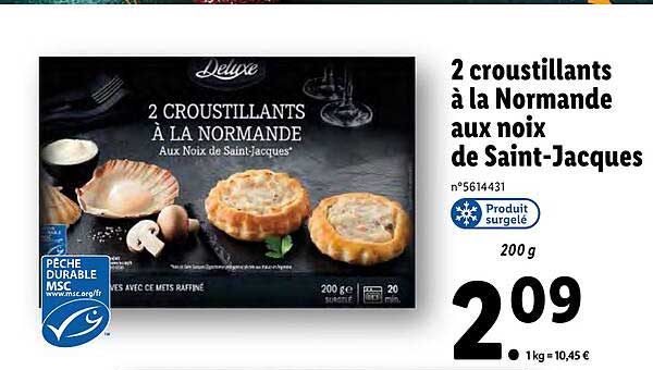 2 croustillants à la normande aux noix de saint-jacques deluxe