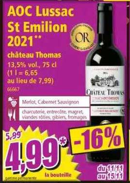 aoc lussac st émilion 2021 château thomas
