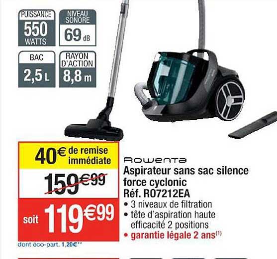 aspirateur sans sac silence force cyclonic rowenta