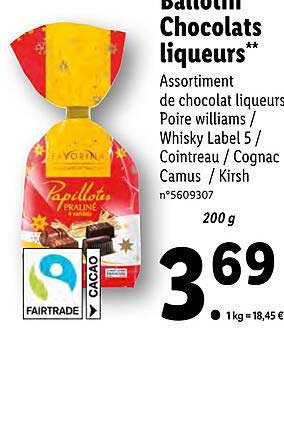 ballotin chocolats liqueurs favorina