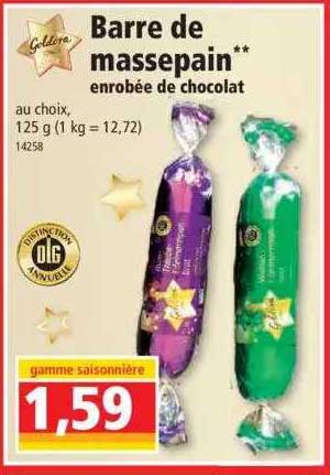 barre de massepain enrobée de chocolat