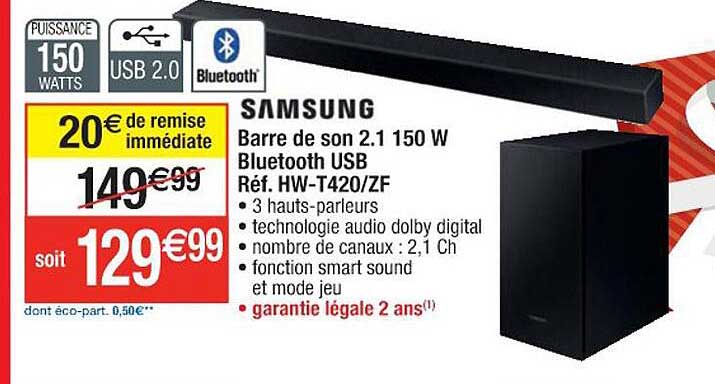 barre de son 2.1 150w bluetooth usb samsung