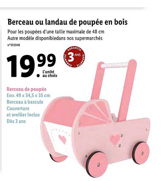 Berceau Ou Landau De Poupée En Bois