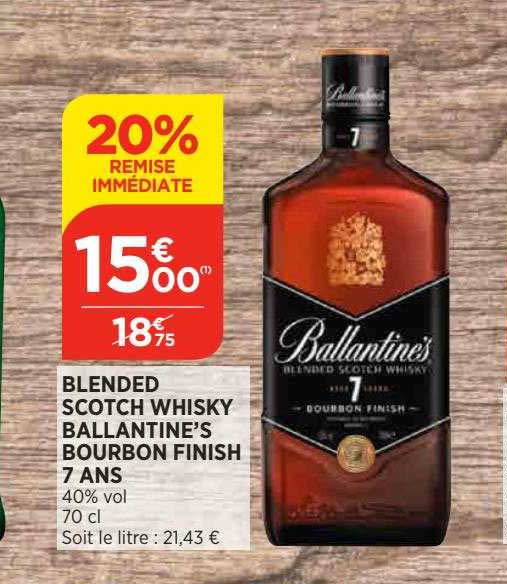 blended scotch whisky ballantine's bourbon finish 7 ans