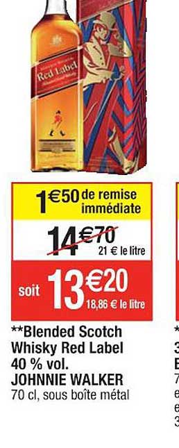 blended scotch whisky red lable 40% vol. johnnie walker