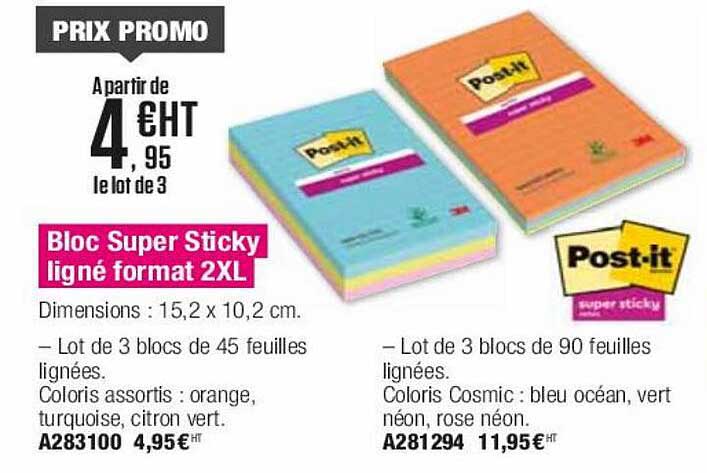 bloc super sticky ligné format 2xl post-it