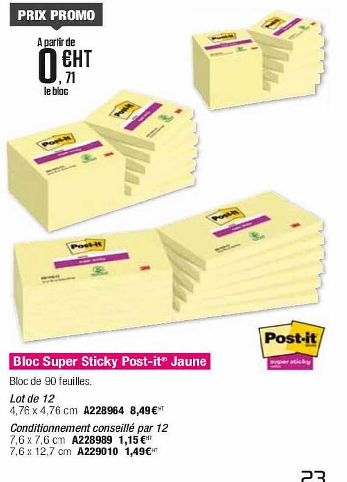 bloc super sticky post-it jaune
