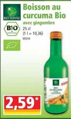 boisson au curcuma bio avec gingembre bio sonne