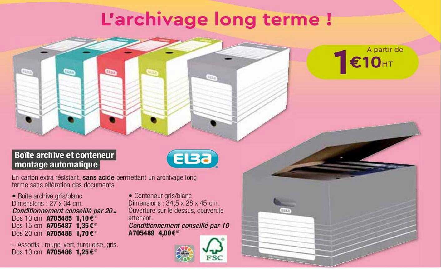 boîte archive et conteneur montage automatique elba