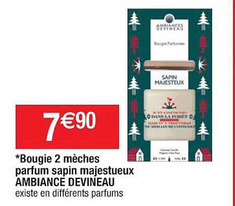 bougie 2 mèches parfum sapin majestueux ambiance devineau